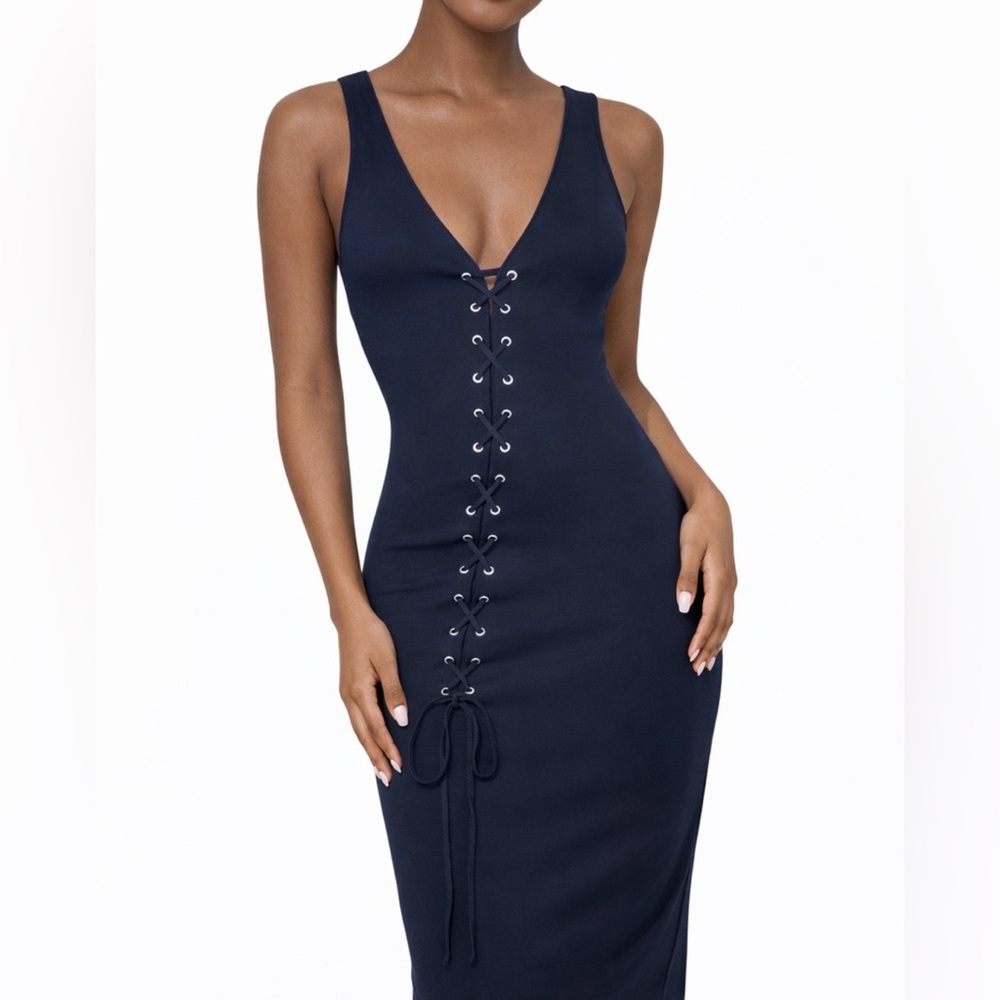 Walter Baker Rose Lace-up Stretch Jersey Dress